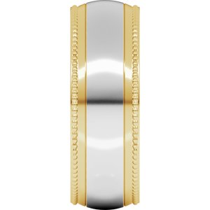 14K Yellow Or White Or Rose Gold Half Round Milgrain Comfort-Fit Band