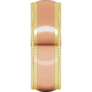 14K Yellow Or White Or Rose Gold Half Round Milgrain Comfort-Fit Band
