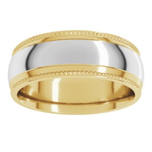 14K Yellow Or White Or Rose Gold Half Round Milgrain Comfort-Fit Band