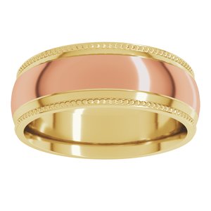 14K Yellow Or White Or Rose Gold Half Round Milgrain Comfort-Fit Band