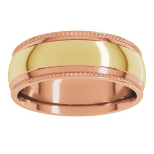 14K Yellow Or White Or Rose Gold Half Round Milgrain Comfort-Fit Band