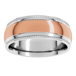 14K Yellow Or White Or Rose Gold Half Round Milgrain Comfort-Fit Band