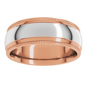 14K Yellow Or White Or Rose Gold Half Round Milgrain Comfort-Fit Band