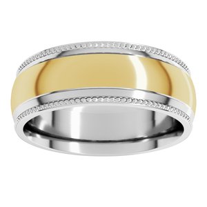 14K Yellow Or White Or Rose Gold Half Round Milgrain Comfort-Fit Band