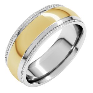 14K Yellow Or White Or Rose Gold Half Round Milgrain Comfort-Fit Band