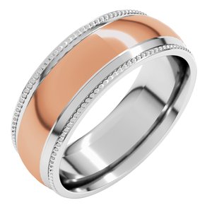 14K Yellow Or White Or Rose Gold Half Round Milgrain Comfort-Fit Band