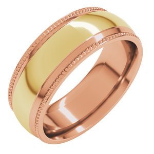 14K Yellow Or White Or Rose Gold Half Round Milgrain Comfort-Fit Band