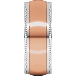 14K Yellow Or White Or Rose Gold Half Round Milgrain Comfort-Fit Band