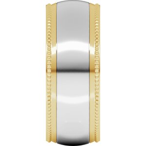 14K Yellow Or White Or Rose Gold Half Round Milgrain Comfort-Fit Band