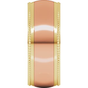 14K Yellow Or White Or Rose Gold Half Round Milgrain Comfort-Fit Band