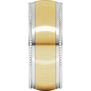 14K Yellow Or White Or Rose Gold Half Round Milgrain Comfort-Fit Band