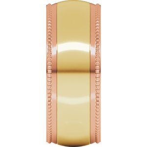 14K Yellow Or White Or Rose Gold Half Round Milgrain Comfort-Fit Band