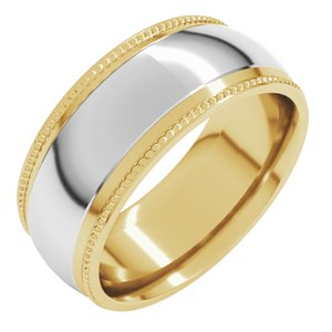 14K Yellow Or White Or Rose Gold Half Round Milgrain Comfort-Fit Band