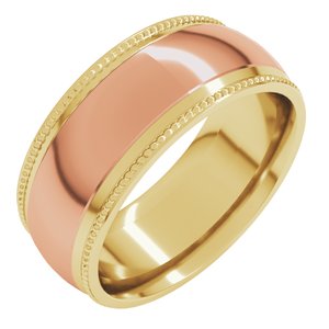 14K Yellow Or White Or Rose Gold Half Round Milgrain Comfort-Fit Band