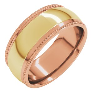 14K Yellow Or White Or Rose Gold Half Round Milgrain Comfort-Fit Band