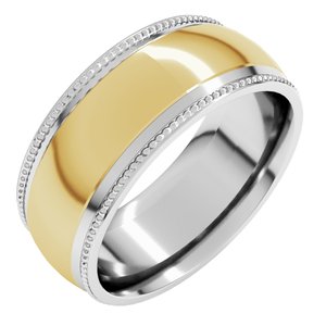 14K Yellow Or White Or Rose Gold Half Round Milgrain Comfort-Fit Band