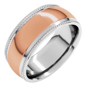 14K Yellow Or White Or Rose Gold Half Round Milgrain Comfort-Fit Band