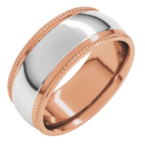 14K Yellow Or White Or Rose Gold Half Round Milgrain Comfort-Fit Band