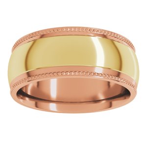 14K Yellow Or White Or Rose Gold Half Round Milgrain Comfort-Fit Band