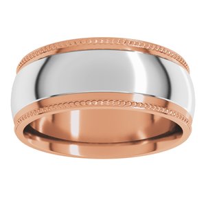 14K Yellow Or White Or Rose Gold Half Round Milgrain Comfort-Fit Band