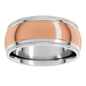 14K Yellow Or White Or Rose Gold Half Round Milgrain Comfort-Fit Band