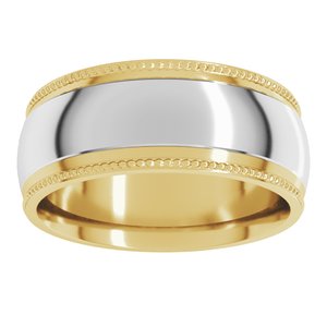14K Yellow Or White Or Rose Gold Half Round Milgrain Comfort-Fit Band