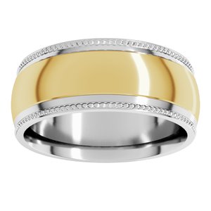 14K Yellow Or White Or Rose Gold Half Round Milgrain Comfort-Fit Band