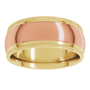 14K Yellow Or White Or Rose Gold Half Round Milgrain Comfort-Fit Band