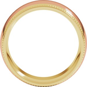 14K Yellow Or White Or Rose Gold Half Round Milgrain Comfort-Fit Band