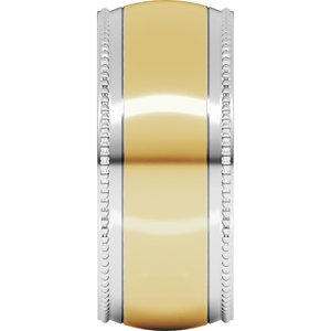 14K Yellow Or White Or Rose Gold Half Round Milgrain Comfort-Fit Band