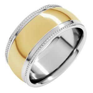 14K Yellow Or White Or Rose Gold Half Round Milgrain Comfort-Fit Band