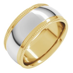 14K Yellow Or White Or Rose Gold Half Round Milgrain Comfort-Fit Band