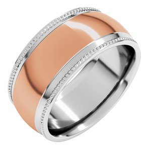 14K Yellow Or White Or Rose Gold Half Round Milgrain Comfort-Fit Band
