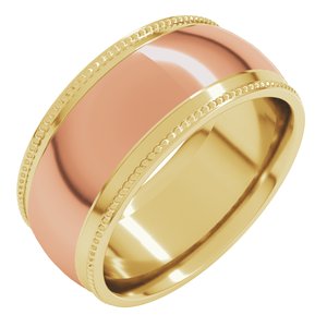 14K Yellow Or White Or Rose Gold Half Round Milgrain Comfort-Fit Band