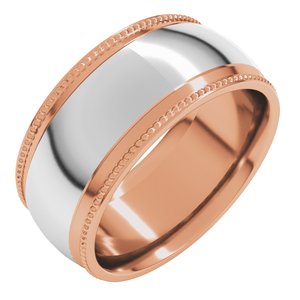 14K Yellow Or White Or Rose Gold Half Round Milgrain Comfort-Fit Band