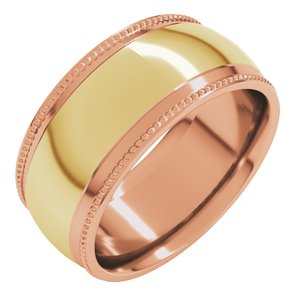 14K Yellow Or White Or Rose Gold Half Round Milgrain Comfort-Fit Band