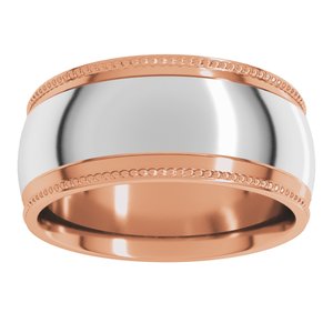 14K Yellow Or White Or Rose Gold Half Round Milgrain Comfort-Fit Band