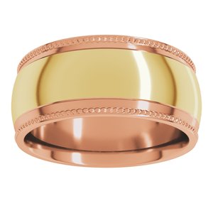 14K Yellow Or White Or Rose Gold Half Round Milgrain Comfort-Fit Band