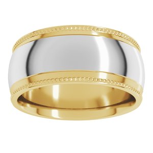 14K Yellow Or White Or Rose Gold Half Round Milgrain Comfort-Fit Band