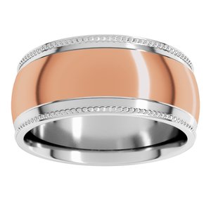 14K Yellow Or White Or Rose Gold Half Round Milgrain Comfort-Fit Band