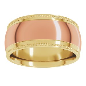 14K Yellow Or White Or Rose Gold Half Round Milgrain Comfort-Fit Band