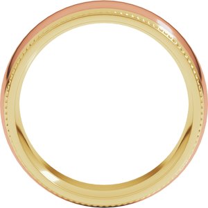 14K Yellow Or White Or Rose Gold Half Round Milgrain Comfort-Fit Band