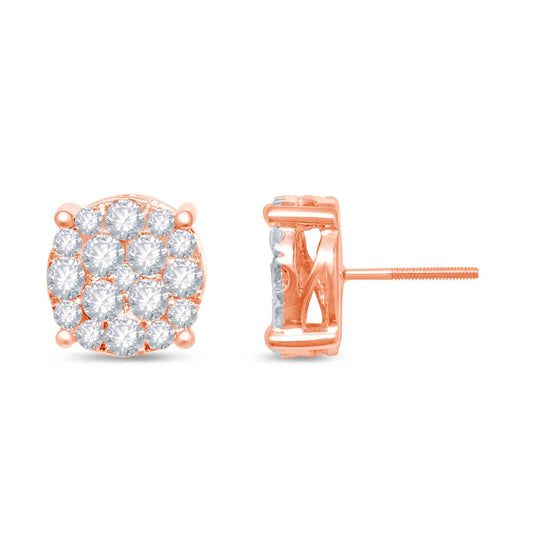 10K Rose Gold 1.97 Cttw Diamond Super Flower Earring
