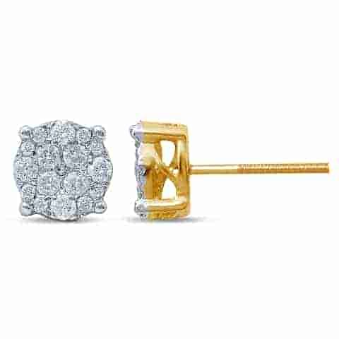 14K Yellow Gold 0.50-0.51 Cttw Diamond Super Flower Earrings