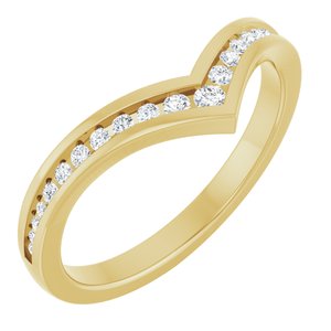 14K Yellow Gold Round Polished 1/5 Ctw Natural Diamond Contour Band Size 7