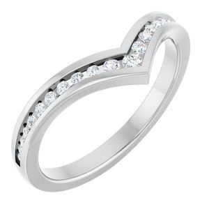 14K White Gold Round Polished 1/5 Ctw Lab-Grown Diamond Contour Band Size 7