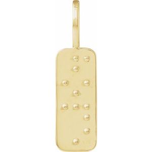 14K Yellow Gold Hope 27.9 X 7.8 Mm Polished Braille Pendant