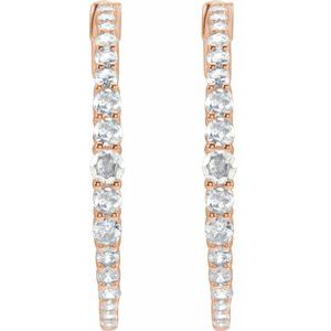 14K Rose Gold Pair Round Shape 3Mm I1, Gh 1 1/3 Ctw Lab-Grown Diamond Graduated Hoops, Length: 30 Mm, Thickness: 3 Mm