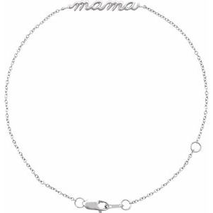 Sterling Silver 26.16 X 3.32 Mm 6 1/2-7 1/2 In Polished Lowercase Script "Mama" Bracelet