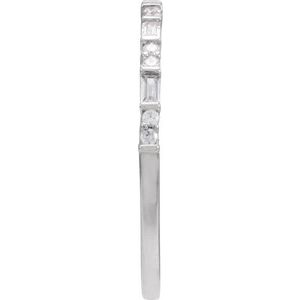 14K White Gold Straight Baguette 2.3 X 1.2 Mm Polished 1/5 Ctw Natural Diamond Stackable Ring Size 7